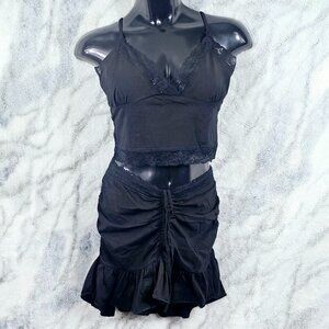 Generation Kiss Dolls Kill Size XXL Black Lace Cami Ruched Skirt Set - NWT